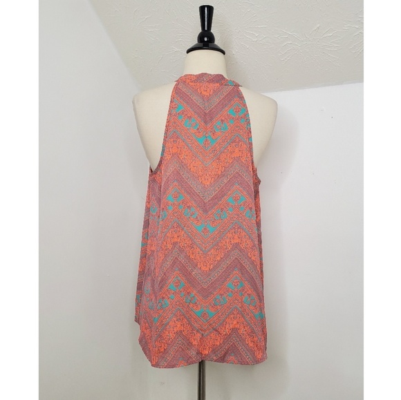 Pink Rose Keyhole Tie Front Tank - Picture 3 of 4